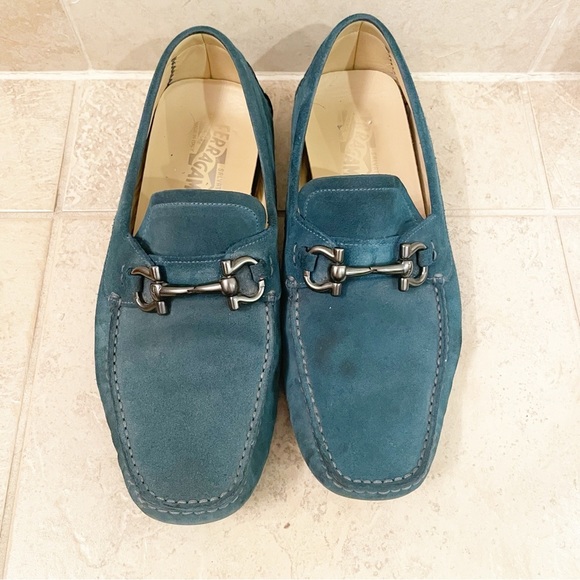 Salvatore Ferragamo Teal Turquoise Green Blue Loafers - Picture 8 of 12